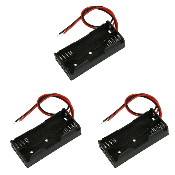3X Black Plastic Battery Case Holder Wire 2 X 1.5V AAA