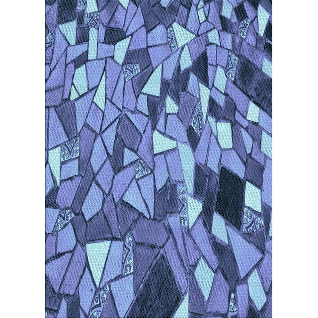 Ahgly Company Tapis Rectangulaire d'Intérieur Lavable en Machine Bleu Cristal Transitionnel, 2 Pieds x 3 Pieds