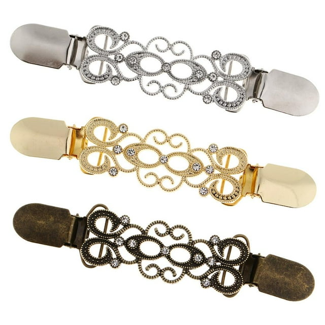 Tachiuwa 3 Pcs Femmes Pull Clip Col Cardigan Foulard Métal Clip Blouse Clips