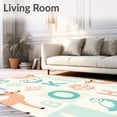 thumbnail image 2 of ODIKA 4'x6' Machine Washable Non-Slip Area Rug, Whimsical Woodland Alphabet with Forest Creatures and Letter Blocks High Traffic Rug with Pad, Orange, 685553, 2 of 8