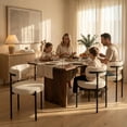 thumbnail image 3 of Meli Dining Chair Set of 4, Modern Boucle Upholstered Chairs with Curved Backrest, Metal Legs, Living Room Furniture, Round Seat Design Kitchen Chairs, 3 of 9