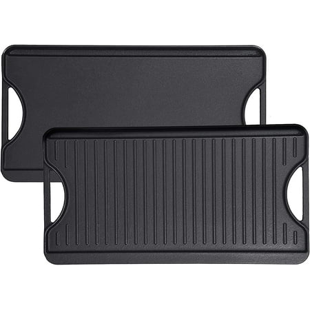 

GasSaf Cast Iron Reversible Griddle with Handles 20 Inch x 10.5 Inch Big Grill Pan(Black)