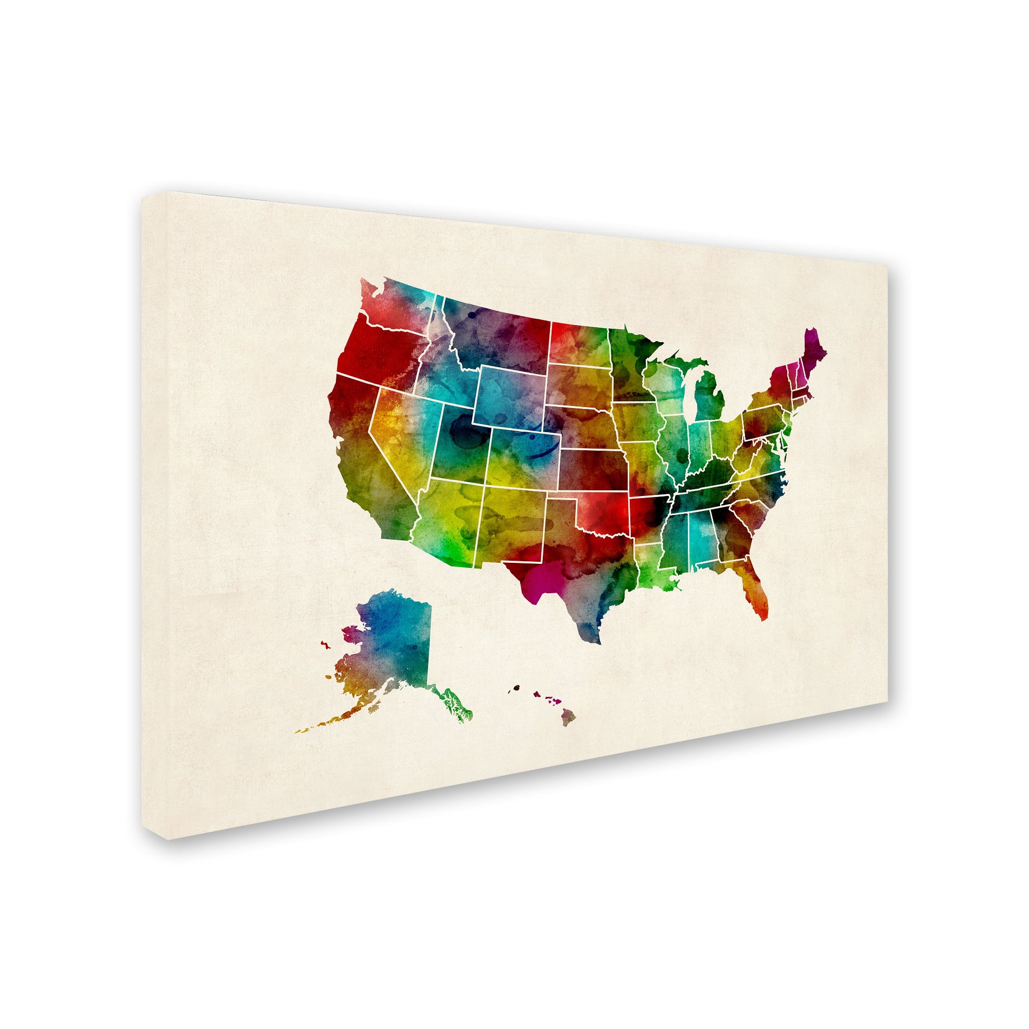 Trademark Fine Art "United States Watercolor Map 2" Canvas Art by Michael Tompsett