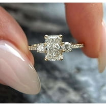 vylahjewellery 2 CT Radiant Cut Moissanite Engagement Ring 14k Rose Gold Diamond Ring Gift for Women