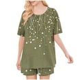 thumbnail image 5 of Juslio Pajamas for Women with Pockets Homewear Print Crewneck Tops and Shorts Fashion 2 Piece Matching Pajamas Sets L, 5 of 6