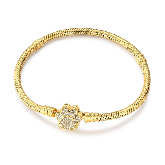 MULA Silver Plated Golden Plated AAA CZ Paw Print Bracelet fit Charms Bracelet for Women Jewelry