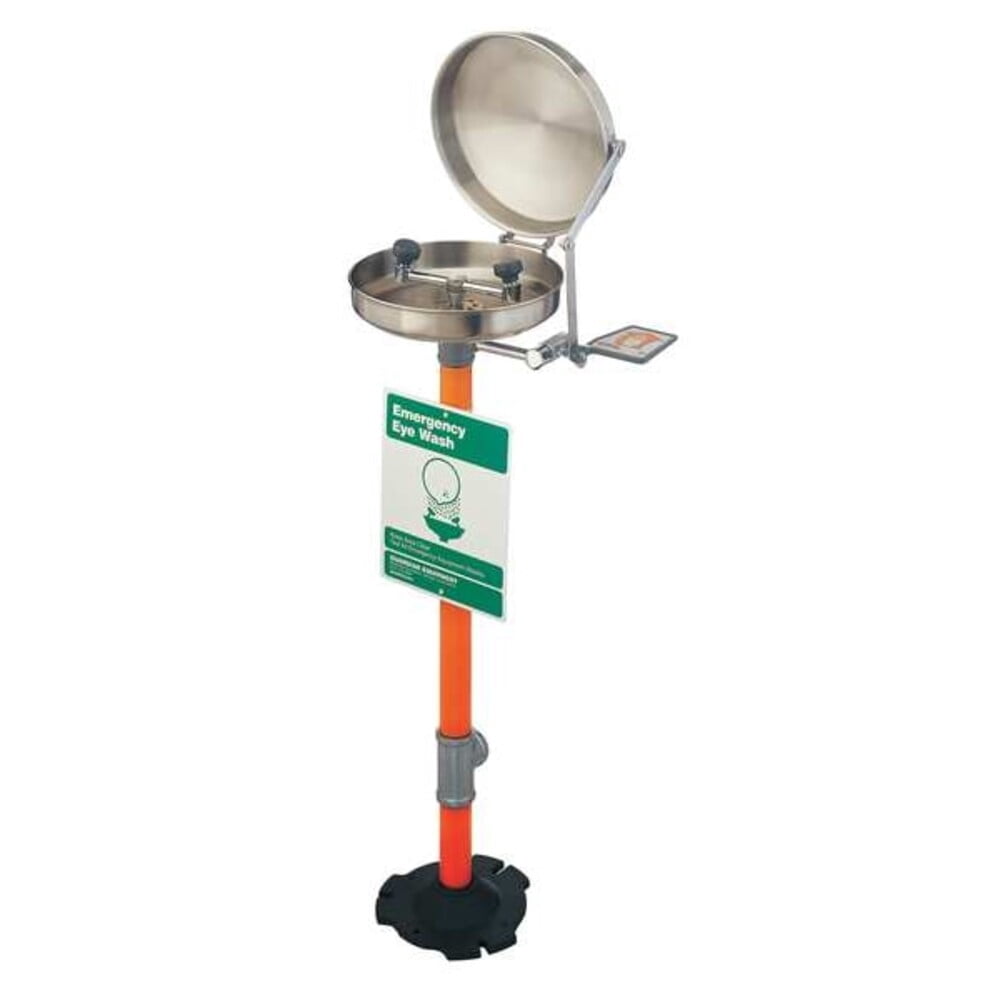 Plumbed Eyewash, Floor Mount, Plumbed, 38 in H., 16 in W G1825BC