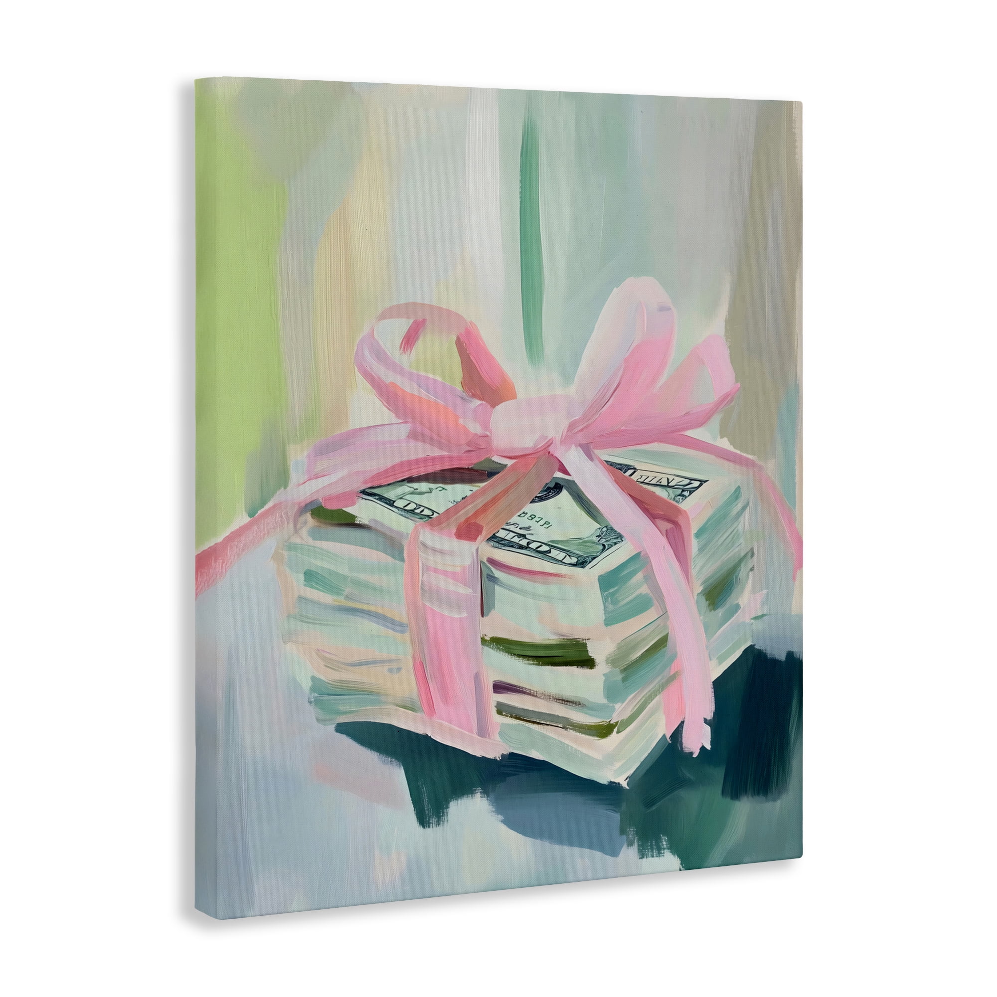 Stupell Industries Pink Bow Cash Bundle Canvas Wall Art, design by The Prints Vibe