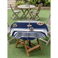 thumbnail image 3 of Outdoor Tablecloth with Umbrella Hole & Zipper, Navy Blue Striped Round Tablecloth 54 Inch, Modern Color Block Farmhouse Stripes Patio Table Cover Waterproof Table Cloth for Picnic/Party, 3 of 7