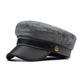 thumbnail image 2 of Voska Unisex Vintage Leather Flat Top Beret Cap Breathable Cotton Summer Fall Outdoor Hat Gray, 2 of 3