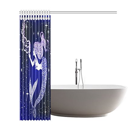Gckg Starry Night Beautiful Sea Mermaid Shower Curtain Tropical