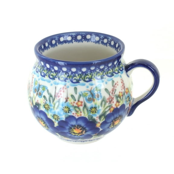 Blue Rose Polish Pottery Garden of Blue Bubble Mug