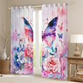thumbnail image 2 of Manfei Colorful Romantic Flower Blackout Curtains Set of 2 (52x84 Each),Vintage Butterflies Window Curtains,Pink Blue Curtains and Drapes For Girls,Ultra Soft Home Decor, 2 of 6