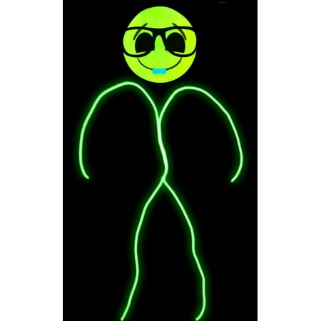 GlowCity Light Up Super Bright Nerd Emoji Stick Figure Costume Lighting Kit With Mask For Parties - Clothing Not Included, XL - Lime Green