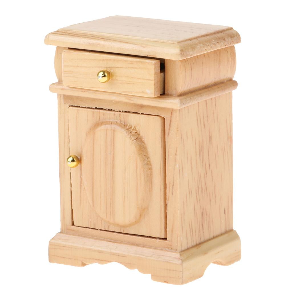 Dolls House Miniature Furniture 1/12 Scale Bedside Cabinet With Opening Drawers 