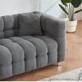 thumbnail image 4 of Grey Teddy Fleece 80-inch Sofa for Living Room with Hardware Foot Support and 2 Throw Pillows, 4 of 11