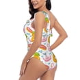 thumbnail image 4 of Pofeuu Flamingo And Pineapple Print Women's One Piece Swimsuits One Shoulder Swimwear Asymmetric Ruffle Monokinis Bathing Suits-Small, 4 of 6