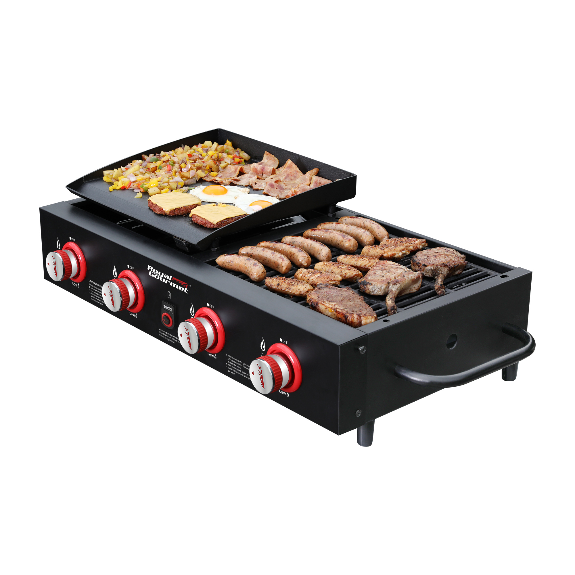 Royal Gourmet 4-Burner GD4002T Portable Gas Grill and Griddle Combo, 40000 BTU - image 3 of 19