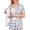 Blue, variant on Women’s Pastel Floral Recovery Shirt, Front Open Hook and Loop Short Sleeve Top with Drain Pocket for Post-Surgery Care Blue XL