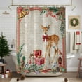 thumbnail image 7 of Shower Curtain 72"W x 78"L Christmas Deer Leaves Gift Boxes Fabric Shower Curtains Set with Hooks Water Repellent Bathroom Curtains Machine Washable Bathroom Accessories, 7 of 7