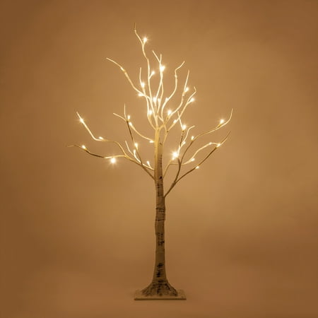 3 Ft Led White Birch Twig Tree Light 36 Warm White Led Lights