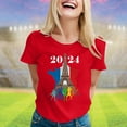 thumbnail image 2 of TSADFHJI Hauts Scintillants pour Femmes Noël Mode Décontractée Manches Courtes Col Rond T-Shirt Imprimé Ample S Rouge, 2 of 4