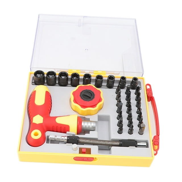 Juego de destornilladores de trinquete de 34 Uds., Kit de herramientas de reparación de electrodomésticos de acero de alta dureza con varilla de extensión para teléfonos, tabletas y relojes