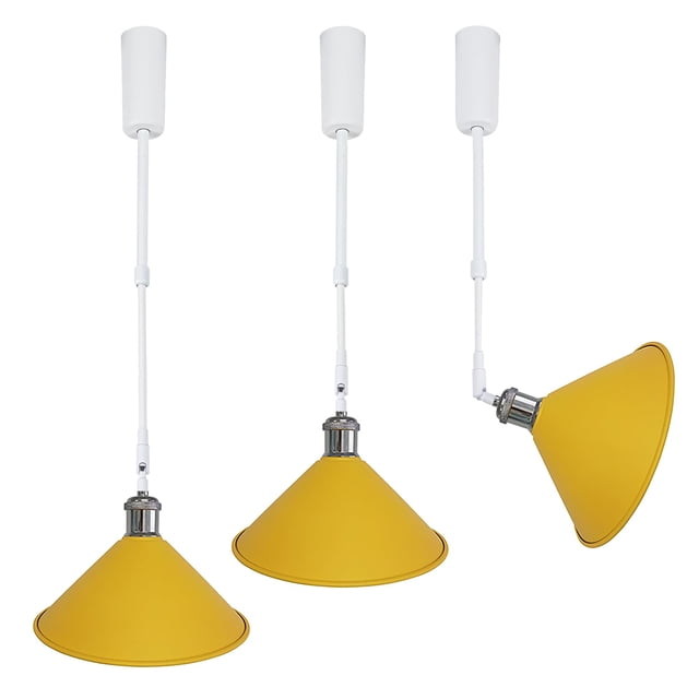 FSLiving Lampe de Piste Réglable en Hauteur Type J Macaron Rétractable avec Tige Télescopique Lampe Réglable Gimbale-Post Juno Lampe de Couverture DIY, Jaune - 3 Lumières