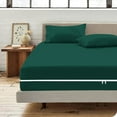 thumbnail image 3 of 4 Piece Zipper Sheet Set Includes (1 Zipper Fitted Sheet, 1 Flat Sheet And 2 Zipper PillowCase) with 21 Inch Deep Pocket 800 TC 100% Egyptian Cotton Solid Teal Green Color Cal King Size, 3 of 7