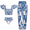 Set # 1, variant on Ruffle Porcelain Pattern Majolica Print Back Elastic Band Bikini Swimsuit and Skirt/Sarong