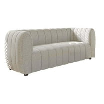 Hery Loveseat- 65 Inch- White Boucle- Vertical Channel Tufted Details