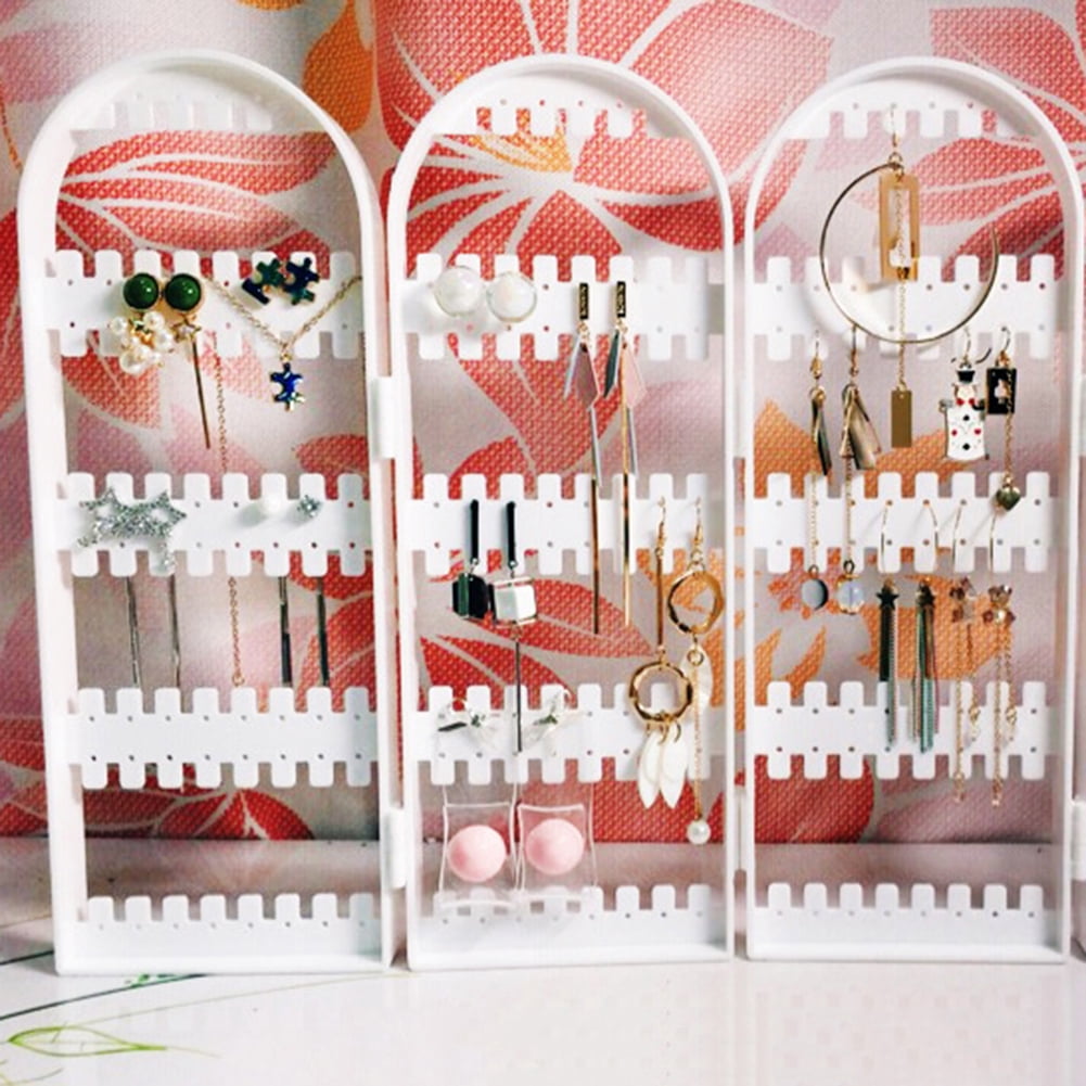 Earring Holder Organizer, 5 Tiers Stud Earring Organizer, 2/3/4 Doors Foldable Necklace Organizer Jewelry Holder, Earring Display Stands for Selling