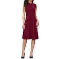 thumbnail image 2 of INSPIRE CHIC Work Dresses for Women's 2025 Mock Neck Sleeveless A Line Midi Dress M Burgundy, 2 of 6