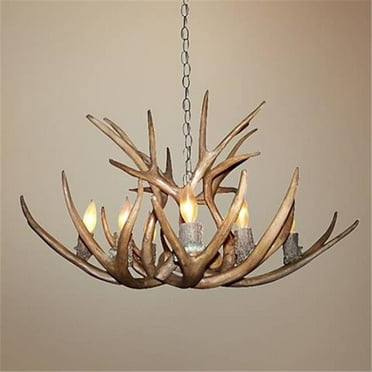 Reproduction Antler Mule Deer 8 Light Sockets Chandelier with 6 ft. Rustic Bronze Chain - Large