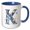 Blue/White, variant on 3drose, Alluring Letter K. Space Flight Astronaut Attractive Monogram Gift, 11oz Two-tone Black Mug