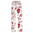 thumbnail image 6 of FrzhBrz Womens Cute Pajama Pants Valentines Day Polka Dot Stretchy Wide Leg Drawstring Lounge Sleep Pj Bottoms with Pockets, 6 of 7