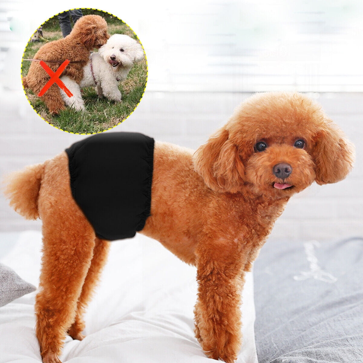 Reusable Washable Dog Diapers Male Belly Bands Pee Wrap for Boy Dogs - Coffee + Black + Grey
