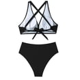 thumbnail image 7 of HJYCHN Womens Bathing Suits High Waisted Bikini Set V Neck Front Two Piece Swimsuit with Adjustable Straps and Bottoms Bikini Sets for Women Black L, 7 of 7