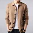 thumbnail image 2 of Mens Double Pocket Sweater Coat Solid Color Sweater Cardigan Coat, 2 of 5