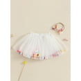 thumbnail image 4 of Suealasg Little Girl Tulle Tutu Skirt Colorful Plush Ball Elastic Waist Skirt 1T 2T 3T 4T 5T Toddler Girl Birthday A-Line Skirt Headband, 4 of 7