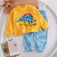 thumbnail image 2 of KPOPLK Unisex Pajamas Set for Toddler Boys Girls Long-Sleeve Sleepwear for Kids Baby Pjs 2pcs for 12M-12Y Size 1-2 Years,Yellow, 2 of 6