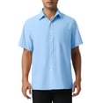 thumbnail image 5 of CAMISAS DE LINO PARA HOMBRES INSPIRE CHIC DE MANGA CORTA, CON BOTONES, CASUAL, VERANO, HAWAIANA, TAMAÑO 2XL, AZUL, 5 of 5