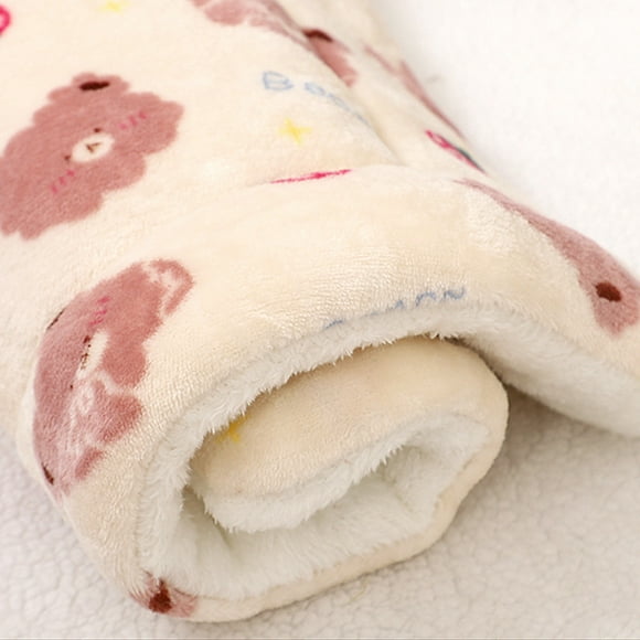 Bellella Crate Pad Fluffy Fleece Pet Mattress Washable Sleeping Sleep Mat Anti-slip Cozy Animal Print Warm Thickened Pink Strawberry Bear 79*60cm-/31.1x23.62"