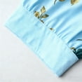 thumbnail image 4 of Womens Tops Casual Deep V Neck Linen T Shirts Floral Print Loose Comfy Short Sleeve Everyday Beach Tops Light Blue M, 4 of 9