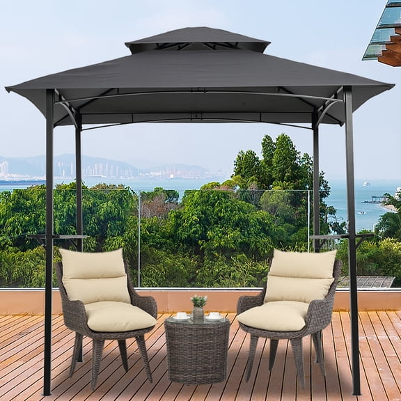 Enyopro 8’ x 5’ Double Tier Portable Grill Gazebo, Double Tier Soft Top Canopy