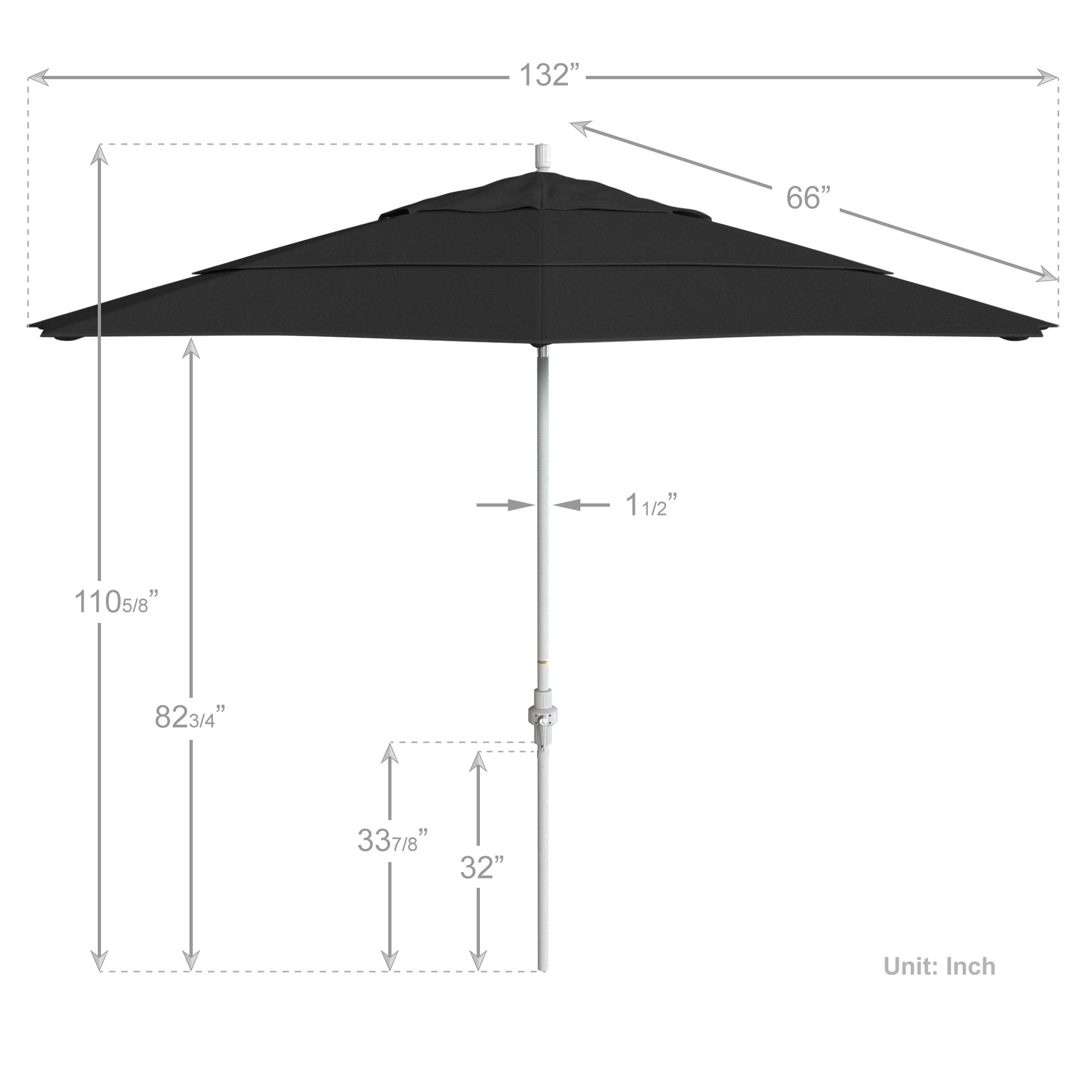 Havenside Home Perry 11ft Crank Lift Aluminum Round Umbrella by , Base Not Included Black - image 5 of 5