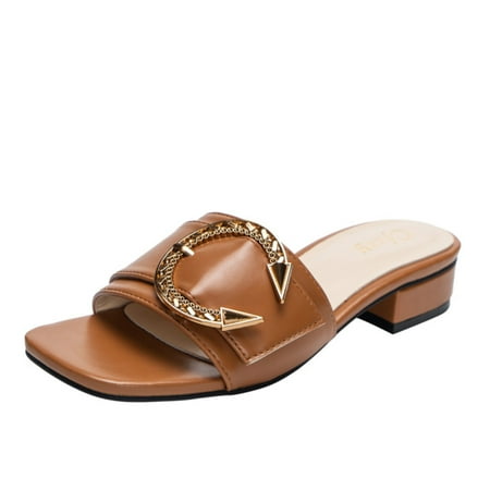 

Cathalem Sandals for Women with Arch Support for Comfortable Walk Ladies Flat Slippers Summer Beach Casual J Slides Women Sandals Brown 7.5