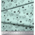 thumbnail image 3 of Soimoi Green Cotton Voile Fabric Heart & Birds Cartoon Decor Fabric Printed Yard 56 Inch Wide, 3 of 3