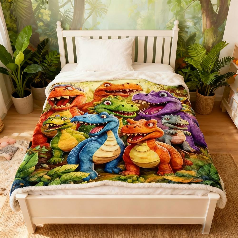 Cute Smiling Dinosaurs HD Digital Print Flannel Blanket, Cozy Funny Throw Dinosaurs Blanket Party Decorations,Fuzzy Lightweight Throw for Toddler Adults, Birthday for Kids Boys Girls