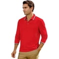 thumbnail image 1 of T-shirts Polo pour Hommes Adultes à Manches Longues, T-Shirts à Boutons, T-Shirts Basiques Rouges pour Hommes, 1 of 6